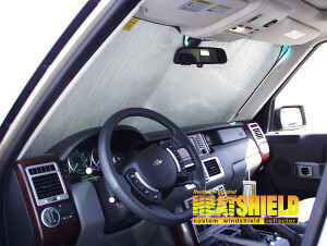 Heatshield Windshield Sun Shade for 2012 Land Rover Range Rover Sport (interior view)
