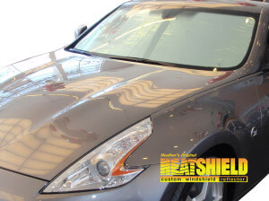 Heatshield Windshield Sun Shade for 2009-2020 Nissan 370Z (exterior view)