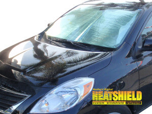 Heatshield Windshield Sun Shade for 2012-2019 Nissan Versa (exterior view)
