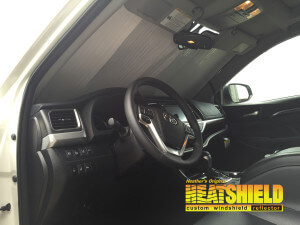 Heatshield Windshield Sun Shade for 2015 Toyota Highlander (interior view)