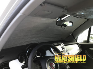 Heatshield Windshield Sun Shade for 2018 Fiat 500X (interior view)