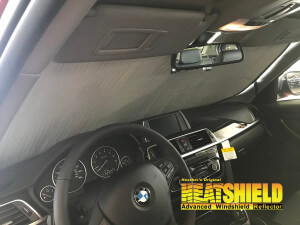 Heatshield Windshield Sun Shade for 2016 BMW 3-Series (F30) (interior view)