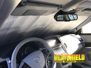 Heatshield Windshield Sun Shade for 2015 Acura RLX (interior view)