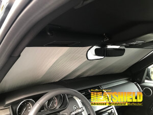 Heatshield Windshield Sun Shade for 2018 Land Rover Discovery (interior view)