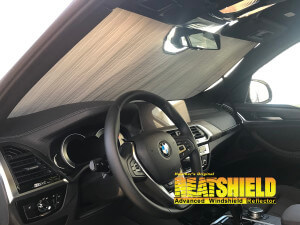 Heatshield Windshield Sun Shade for 2018 BMW X3 (interior view)
