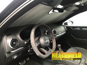 Heatshield Windshield Sun Shade for 2018 Audi RS3 (interior view)