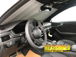 Heatshield Windshield Sun Shade for 2018 Audi S4 (interior view)