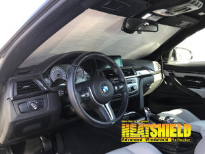 Heatshield Windshield Sun Shade for 2016 BMW M4 (interior view)