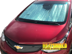 Heatshield Windshield Sun Shade for 2017, 2018, 2019, 2020, 2021 Chevrolet Bolt EV (exterior view)