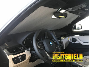 Heatshield Windshield Sun Shade for 2018 BMW X2 (interior view)