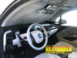 Heatshield Windshield Sun Shade for 2019 BMW i3 (interior view)