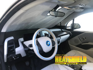 Heatshield Windshield Sun Shade for 2020 BMW i3 (interior view)