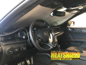 Heatshield Windshield Sun Shade for 2017 Maserati Quattroporte (interior view)