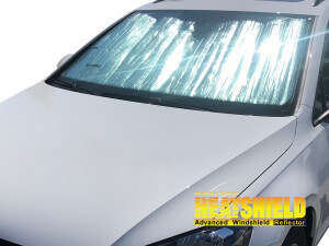 Heatshield Windshield Sun Shade for 2015, 2016, 2017, 2018, 2019 Volkswagen Golf Sportswagen (exterior view)