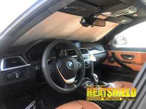 Heatshield Windshield Sun Shade for 2018 BMW 4-Series (F32) (interior view)