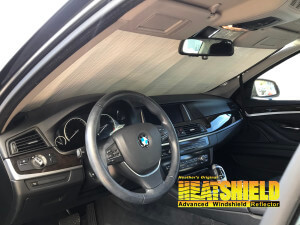 Heatshield Windshield Sun Shade for 2015 BMW 5-Series (interior view)