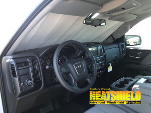 Heatshield Windshield Sun Shade for 2014 GMC Sierra (interior view)