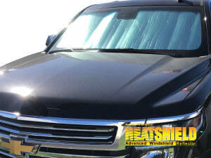 Heatshield Windshield Sun Shade for 2015, 2016, 2017, 2018, 2019, 2020 Chevrolet Tahoe (exterior view)