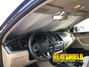 Heatshield Windshield Sun Shade for 2017 Hyundai Sonata (interior view)