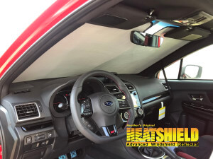 Heatshield Windshield Sun Shade for 2017 Subaru WRX (interior view)