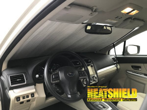Heatshield Windshield Sun Shade for 2014 Subaru Crosstrek (interior view)