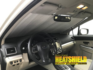 Heatshield Windshield Sun Shade for 2017 Subaru Crosstrek (interior view)