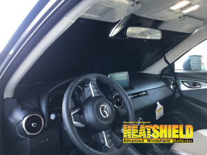 Heatshield Windshield Sun Shade for 2017 Mazda CX-3 (interior view)