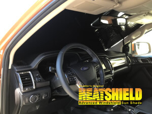 Heatshield Windshield Sun Shade for 2019 Ford Ranger (interior view)