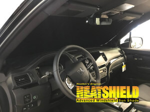Heatshield Windshield Sun Shade for 2019 Honda Passport (interior view)