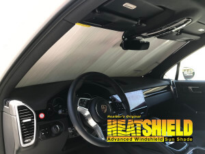 Heatshield Windshield Sun Shade for 2020 Porsche Cayenne (interior view)