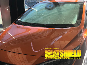 Heatshield Windshield Sun Shade for 2020, 2021, 2022, 2023, 2024, 2025 Nissan Versa (exterior view)