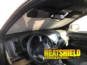 Heatshield Windshield Sun Shade for 2018 Mitsubishi Outlander (interior view)