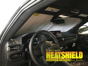 Heatshield Windshield Sun Shade for 2021 Toyota Supra (interior view)